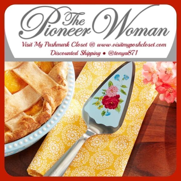 Rare 🦋 New Pioneer Woman Sweet Rose Pie Server - Picture 1 of 5